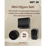Palex 3 lü Hijyen Seti - Siyah ( Sıvı Sabunluk+Tuvalet Kağıt Dispenseri+ Z Katlı Havlu Dispenseri )