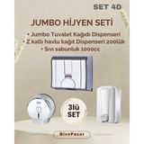 Palex 3 Lü Jumbo Hijyen Seti - Sıvı Sabunluk+Jumbo Tuvalet Kağıdı Dispenseri+Z Katlı Havlu Dispenser KROM KAPLAMA - Metalik