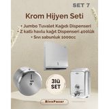 Palex 3 Lü Jumbo Hijyen Seti - Sıvı Sabunluk+Jumbo Tuvalet Kağıdı Dispenseri+Z Katlı Havlu Dispenser KROM