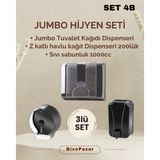 Palex 3 Lü Jumbo Hijyen Seti - Sıvı Sabunluk+Jumbo Tuvalet Kağıdı Dispenseri+Z Katlı Havlu Dispenser ŞEFFAF FÜME