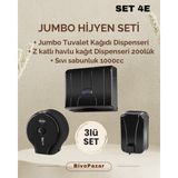 Palex 3 Lü Jumbo Hijyen Seti - Sıvı Sabunluk+Jumbo Tuvalet Kağıdı Dispenseri+Z Katlı Havlu Dispenser SİYAH - Siyah