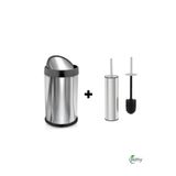 Palex Krom Pratik Kapaklı Çöp Kovası 8 lt+ Metal Tuvalet Wc Fırçası Klozet Fırçası