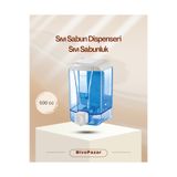 Palex Sıvı Sabunluk ( Sıvı Sabun Dispenseri) Duvara Monte 500 cc Şeffaf Mavi
