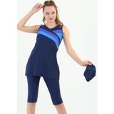 Paleys Mayo Yarı Kapalı Taytlı Mayo Lacivert Aylin - Lacivert - Mavi - 2XL