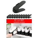 Palica 10’lu Ayarlanabilir Ayakkabı Rampası Seti - Dolap Içi Ayakkabı Düzenleyici Organizer - Siyah