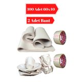 Palifix 2'li Set 100 Adet 60x40 Tabak-bardak Sarma Taşıma Taşınma Kağıdı 2 Adet 45x30 Koli Bandı