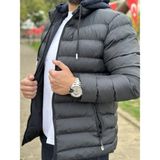 Palim Erkek Kapşonlu Şişme Mont Puffer1 - 01-Siyah - XL