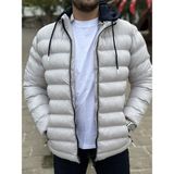 Palim Erkek Kapşonlu Şişme Mont Puffer1 - Taş