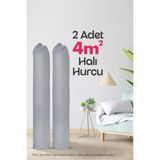 Palm Design 2 Adet Halı Hurcu, Halı Saklama Kılıfı, Halı Organizeri - Gri - 2'li - 4 Metre Kare (185cm)