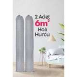 Palm Design 2 Adet Halı Hurcu, Halı Saklama Kılıfı, Halı Organizeri - Gri - 2'li - 6 Metre Kare (225cm)