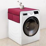 Palm Design Çamaşır Makinesi Koruyucu Örtü 4 Cepli Banyo Düzenleyici Organizer Su Geçirmez Örtü (Bordo)