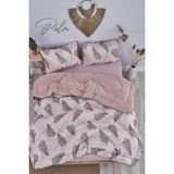 Palm Pembe Desenli Çift Kişilik Çift Taraflı Welsoft Yorgan Seti Wellsoft Battaniye Pofuduk Yumuşak Yorgan Seti - 07-Pembe - 195 x 215 cm