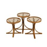 Palm Üçlü Zigon Sehpa, Ceviz Bronz Cam