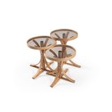 Palm Üçlü Zigon Sehpa, Meşe Bronz Cam