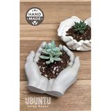 Palma Dekoratif Beton El Kase & Sukulent Saksısı Beyaz