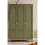 Palmera Atlas Modern Genç Odası Elbise Dolabı - 3 Kapılı Yeşil Gardırop - Tamamı Mdf ve Yonga Levha - Hava Kapsüllü - Meşe - Çim Yeşili