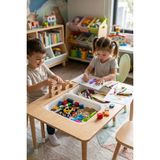 Palmera Natura Çift Hazneli Ahşap Çocuk Aktivite ve Çalışma Masası - 60X80 cm Montessori Oyun Alanı - Bej - Aktivite Masası