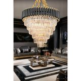 Palmira 60 cm 'lik Kristal Taşlı Lüks Avize 6'lı - (Siyah-Gold) - 1 - Ahşap