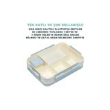 Palmira Demir 1330ML Lunchbox Tek Katlı 5 Bölmeli Pp Plastik Çocuk Sefer Tası Yemek Kutusu (Mavi) - 0,5 L