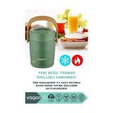 Palmira Demir 1600ML Lunchbox 2 Kaseli 4-6 Saat Sıcak/soğuk Termos Özellikli Çelik Sefer Tası Yemek Kutusu (Yeşil) - 0,5 L