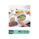 Palmira Demir 2000ML Lunchbox 2 Katlı 3 Bölmeli Mini Kaseli Çelik Sefer Tası Yemek Kutusu (Beyaz) - 0,5 L