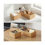 Palmira Demir 2'li Çok Amaçlı Bambu Organizer Set - Büyük ve Küçük Boy Banyo, Mutfak ve Ofis Düzenleyici Kutu - Ahşap Dekoratif Saklama Seti (33X16X12 cm & 15X15X6 Cm)