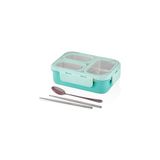 Palmira Demir 620ML Lunchbox Tek Katlı 3 Bölmeli Çelik Sefer Tası Yemek Kutusu (Turkuaz) - 0,5 L
