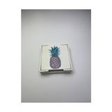 Palmira Demir 6’lı Ahşap Bardak Altlığı Seti (Kutulu - Ananas Desenli) - 0,5 x 7 cm