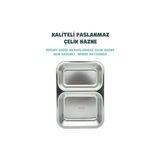 Palmira Demir 700ML Lunchbox Tek Katlı 2 Bölmeli Çelik Sefer Tası Yemek Kutusu (Turkuaz) - 0,5 L