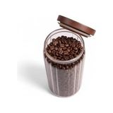 Palmira Demir Akasya Kapaklı Çizgili Cam Kavanoz (1000ML /1 Litre) | Hava Geçirmez, Modern Fitilli Tasarım Gıda Saklama Kabı | Kahve, Çay, Kuruyemiş ve Bakliyat Kavanozu (9X20CM)