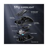 Palmira Demir Attack Shark R1 59G Superlıght Fare, Pixart PAW3311 Oyun Sensörü, Bt/2.4g Kablosuz/kablolu Oyun Faresi, 18000'E Kadar 6 Ayarlanabilir Dpı, 65 Saat Pil (Siyah)