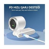 Palmira Demir Blic BWFN22 Turbo El Vantilatörü Mini Fan Vantilatör Katlanabilir 3’ü 1 Arada Taşınabilir Fan 5 Kademeli LED Ekranlı Usb-C Şarjlı Mini Vantilatör Boyun Askılı Masaüstü Kullanım (Beyaz)