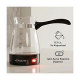 Palmira Demir CKC-340 Fortune Elektrikli Cam Cezve – 650W, 0.5 L, Paslanmaz Gizli Rezistans, 360° Kablosuz Kullanım, Türk Kahvesi Makinesi, Siyah