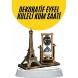 Palmira Demir Dekoratif Eyfel Kulesi ve Kum Saati Vintage Tarzı Masa Süsü Biblo