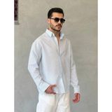 Palmira Demir Erkek Ince Çizgili Gofre Kumaş Rahat Kalıp Gömlek - Buz Mavi / M