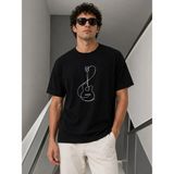 Palmira Demir Erkek Minimal Gitar Baskılı Tişört T-Shirt Yazlık Kısa Kol Bisiklet Yaka T-Shirt - Siyah - Siyah / 2xl
