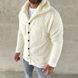 Palmira Demir Erkek Pelüş Polar Hırka Gömlek – Yakalı, Ilik Düğmeli, Göğüs Cepli, Yumuşak Dokulu Kışlık Regular Fit Rahat Günlük Model - Beyaz - Beyaz / Xl