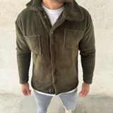 Palmira Demir Erkek Pelüş Polar Hırka Gömlek – Yakalı, Ilik Düğmeli, Göğüs Cepli, Yumuşak Dokulu Kışlık Regular Fit Rahat Günlük Model - Haki - Haki / 2xl