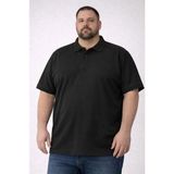 Palmira Demir Erkek Pike Kumaş Düğmeli Yaka Battal Büyük Beden Günlük Kısa Kol Tişört T-Shirt - Siyah - Siyah / 4xl