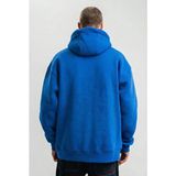 Palmira Demir Erkek Saks Mavi Double Oversize 3 Iplik Pamuklu Kapüşonlu Kanguru Cepli Sweatshirt Hoodie - Saks Mavi - Saks Mavisi / L