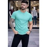 Palmira Demir Erkek T-Shirt Bisiklet Yaka Slim Fit Dar Kesim Likralı Tişört Günlük Basic Body - Turkuvaz - Turkuaz / 2xl