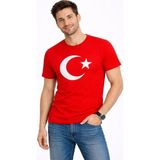 Palmira Demir Erkek T-Shirt Kısa Kol Bisiklet Yaka Ay Yıldız Bayrak Baskılı Tişört - Kırmızı - Kırmızı / Xs