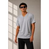 Palmira Demir Erkek V Yaka Basic Tişört Kısa Kol Yazlık Regular Fit T-Shirt - Gri - Gri / Xl