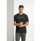 Palmira Demir Erkek Wafıl Kumaş Tişört Regular Kalıp Bisiklet Yaka Baskılı Günlük Basic T-Shirt - Siyah - Siyah / Xl
