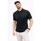 Palmira Demir Erkek Yazlık Triko Tişört Kısa Kol Polo Yaka Düğmeli T-Shirt - Siyah - Siyah / M