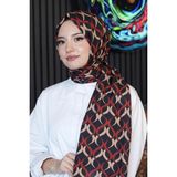 Palmira Demir Geometrik Desen Kırmızı Soft Pamuk Şal Kırmızı