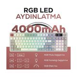 Palmira Demir Hawk Gaming HK258 Membrane LCD Rgb Kablosuz/bluetooth Siyah Turuncu Full Türkçe Gaming Klavye (Kırmızı Haki)