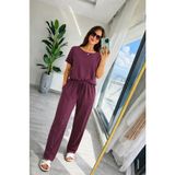 Palmira Demir Kadın Kısa Kollu Bisiklet Yakalı Viskon Iki Iplik Bluz ve Pantolon Ikili Takım - Bordo / 2xl-3xl - 1 Drop - 2XL - 3XL