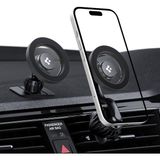 Palmira Demir Magsafe Araç Içi Telefon Tutucu 2in1 Air Vent & Dashboard Ön Konsol ve Havalandırma Izgara ile Uyumlu Uzun Versiyon iPhone & Magfit ile Uyumlu + Dahili Metal Halka MTF13-1 Matte Gray - ACP08321