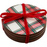 Palmira Demir Mud Pie Tartan Lake Bardak Altlığı, Beyaz, 4" Çap - 0,5 x 7 cm